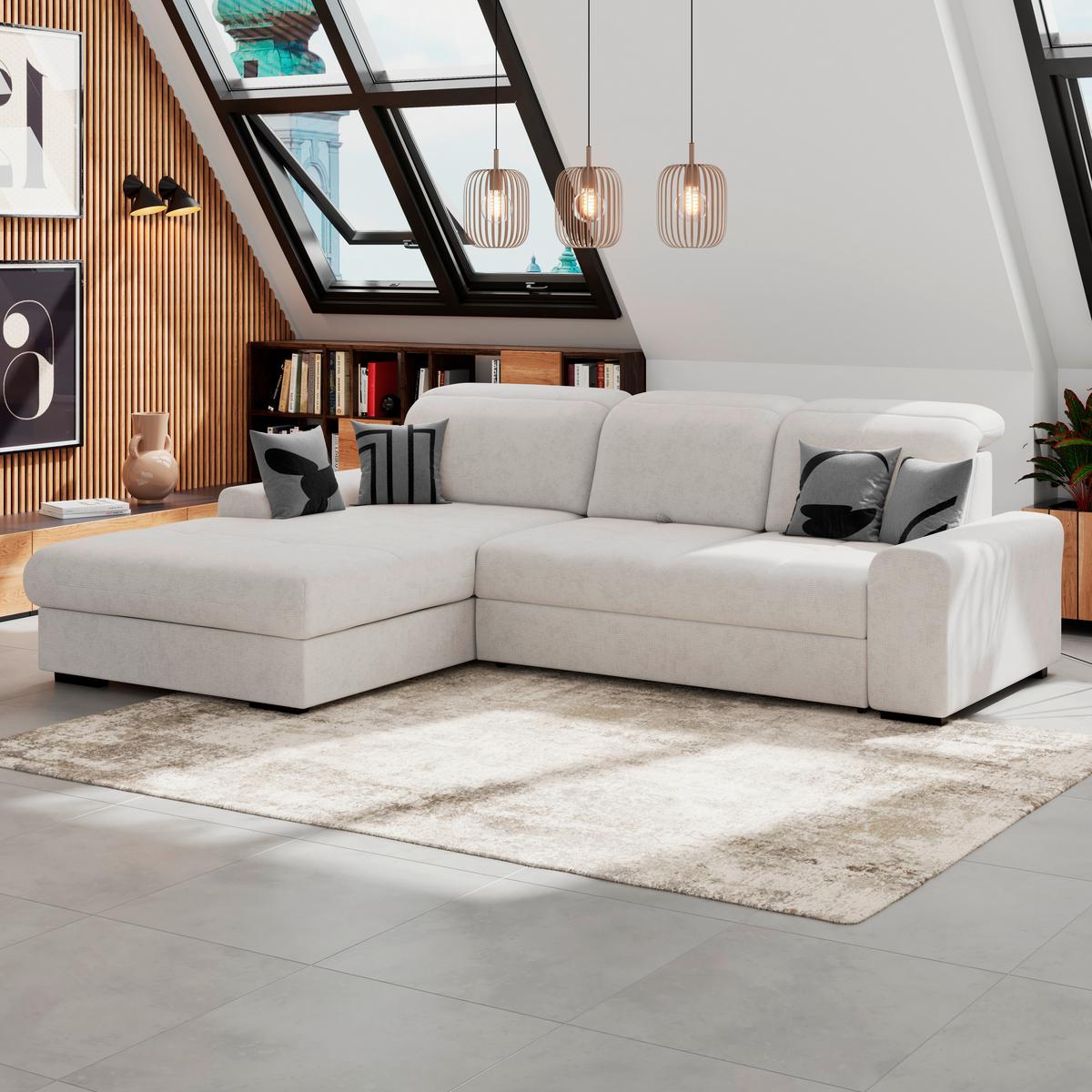 Kutna Garnitura Malaga - bijela/crna, Konvencionalno, tekstil/drvo (203/286cm) - Ondega