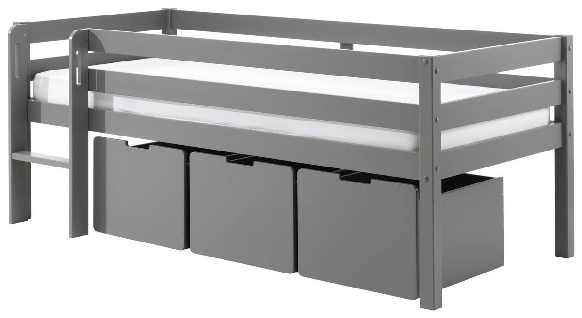 Spielbett Pino Grau mit Stauraum - Grau, MODERN, Holz/Holzwerkstoff (90/200cm) - Vipack