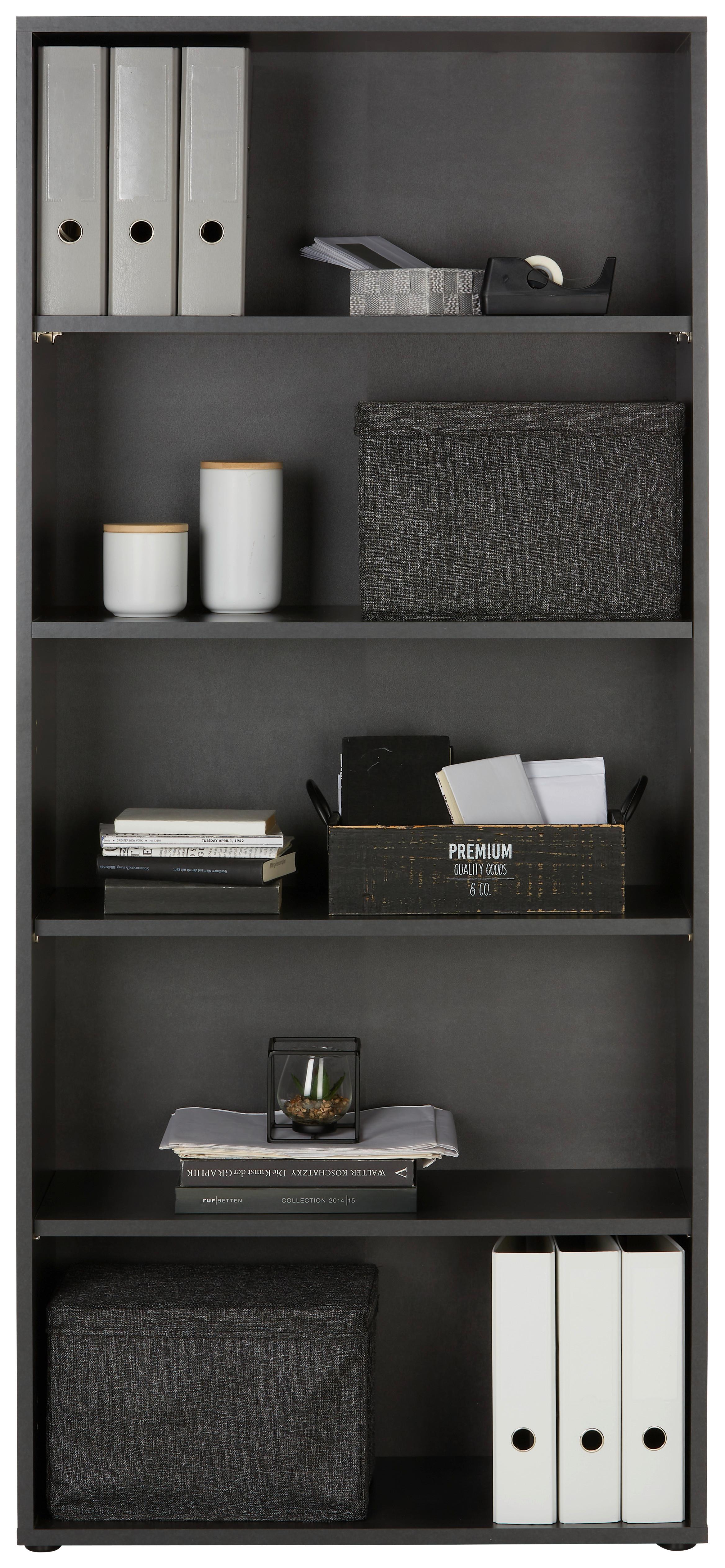 Álló Polc Fém Hatású Dekor Mister Office - fekete, modern, faalapú anyag (81/180/36cm) - Modern Living