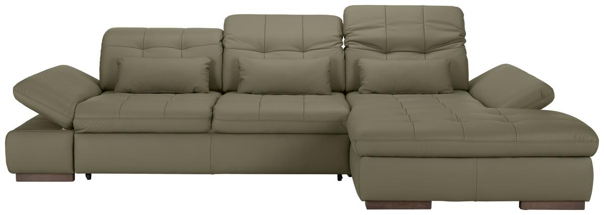 Wohnlandschaft Sanfino Leder Grau - Chromfarben/Grau, KONVENTIONELL, Leder/Metall (305/79-96/199cm) - Premium Living