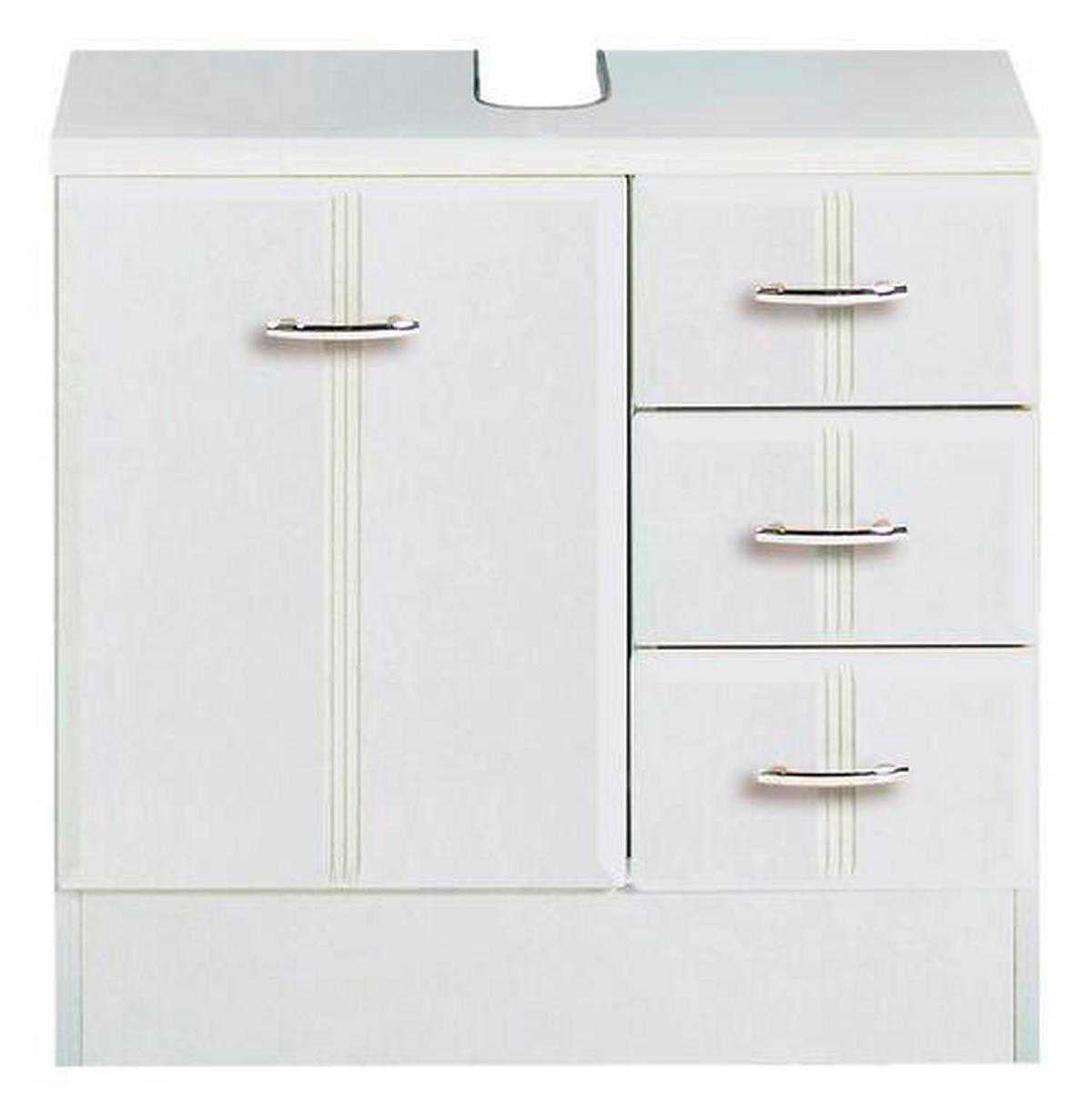 Waschbeckenunterschrank in Weiss 'Rallye' - Chromfarben/Weiß, KONVENTIONELL, Holzwerkstoff/Kunststoff (60/56/35cm) - Held