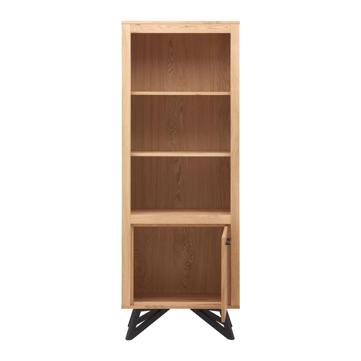 Vitrine Emilio Eichefarben/Schwarz MDF - Eichefarben/Schwarz, MODERN, Holz/Metall (65/175/40cm) - Bessagi Home