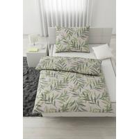 Posteljina Stitched Leaves 140x200/60x80cm - zelena/bež, tekstil (140/200cm) - Modern Living