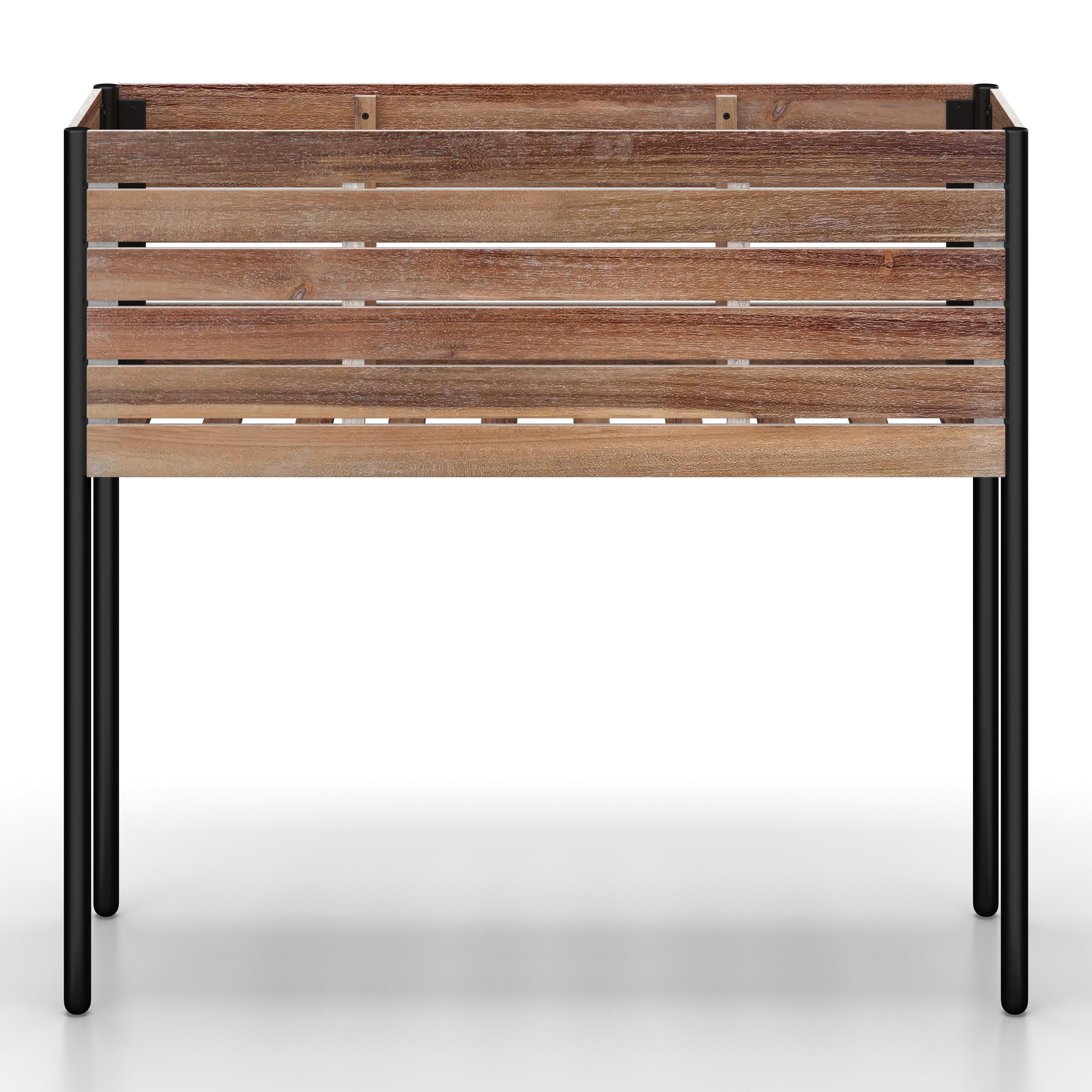 Hochbeet Marlo Echtholz massiv - Akaziefarben, MODERN, Holz/Kunststoff (81,5/75/28cm) - Bessagi Garden