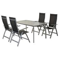 Vrtni Set Carrara, 5-Delni - srebrne barve/črna, Moderno, kovina/tekstil - Gardenson