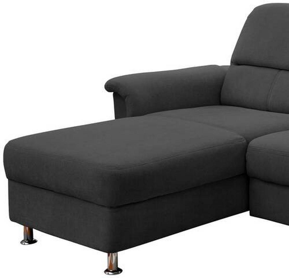 Ecksofa mit Relaxfunktion + USB Anschluss Parole, Mikrof. - Chromfarben/Schwarz, MODERN, Textil/Metall (165/231cm) - Livetastic