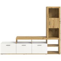 Wohnwand Jacky Weiß/Eiche Artisan - Silberfarben/Weiß, MODERN, Holzwerkstoff/Kunststoff (230/184/37cm) - Mömax