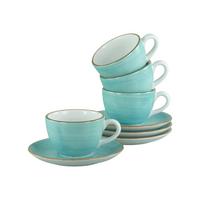 Kavni Servis Vintage Nature Aqua, 8-Delni - turkizna/bela, Basics, keramika - Creatable