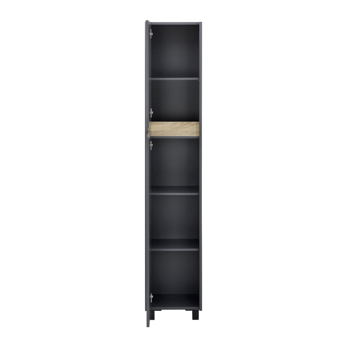 Hochschrank Massimo Dunkelgrau ca. 33x175x30 cm - Dunkelgrau/Silberfarben, MODERN, Kunststoff (33/175/30cm) - Bessagi Home
