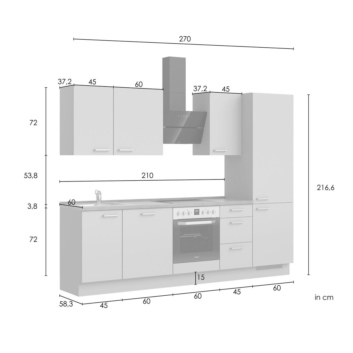 Küchenleerblock Senso High o. Geräte Olivgrün - Eichefarben/Schwarz, ROMANTIK / LANDHAUS, Holzwerkstoff/Metall (270cm) - Nobilia