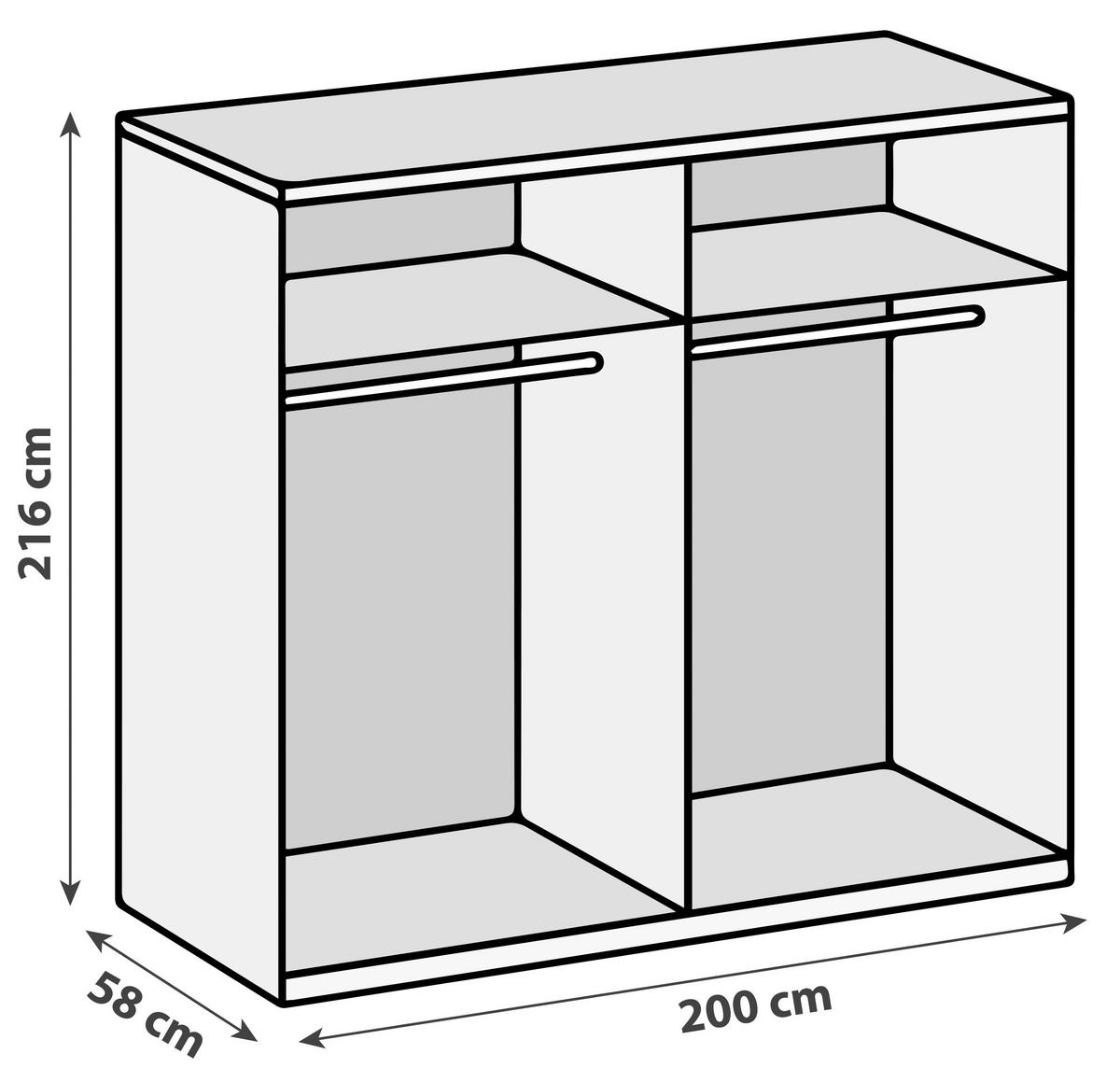 Drehtürenschrank Level 36A mit Spiegel ca. 200 cm Weiß - Chromfarben/Weiß, MODERN, Holzwerkstoff (200/216/58cm) - MID.YOU