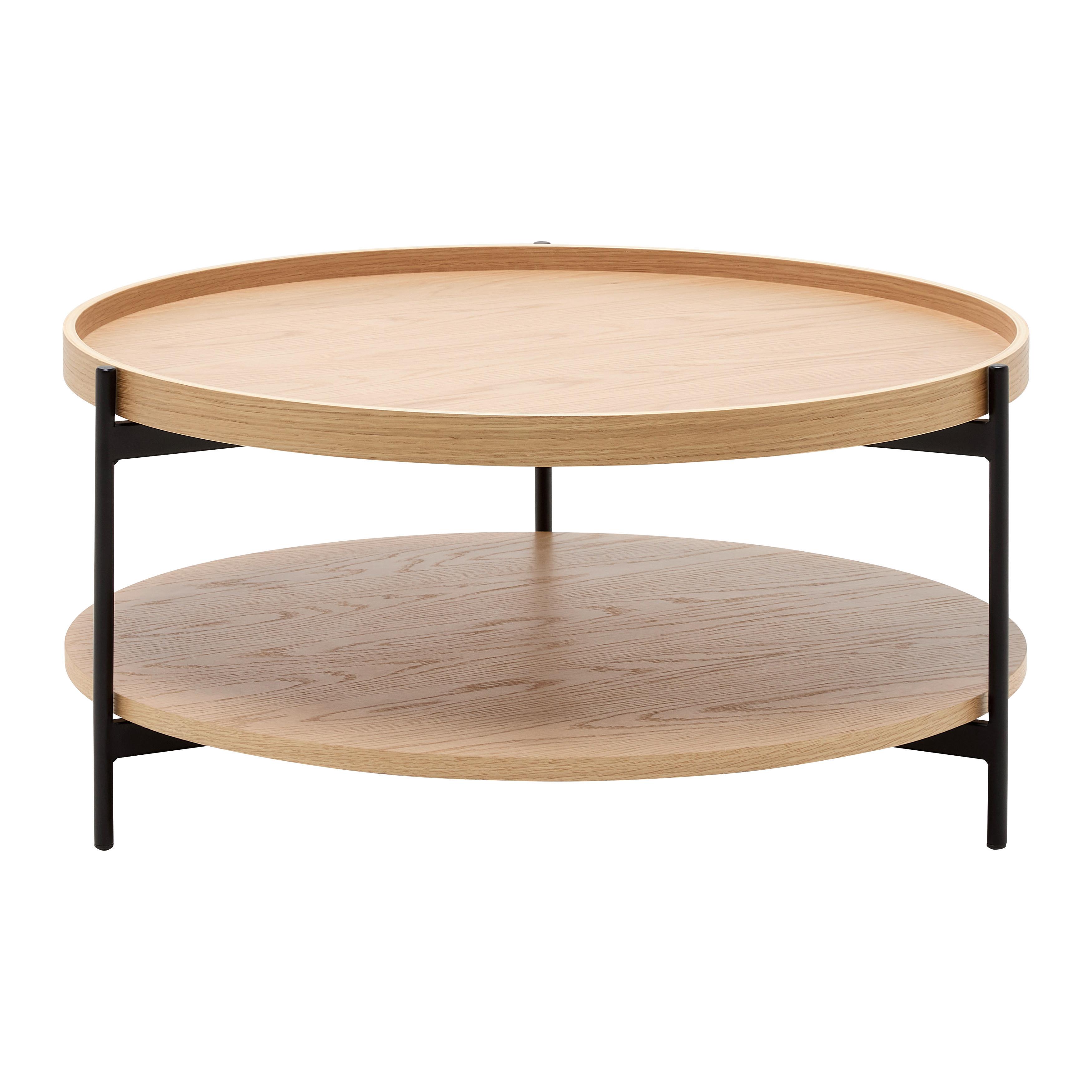 SOFFBORD PLATE - svart/naturfärgad, Modern, metall/trämaterial (80/40/80cm) - Mömax