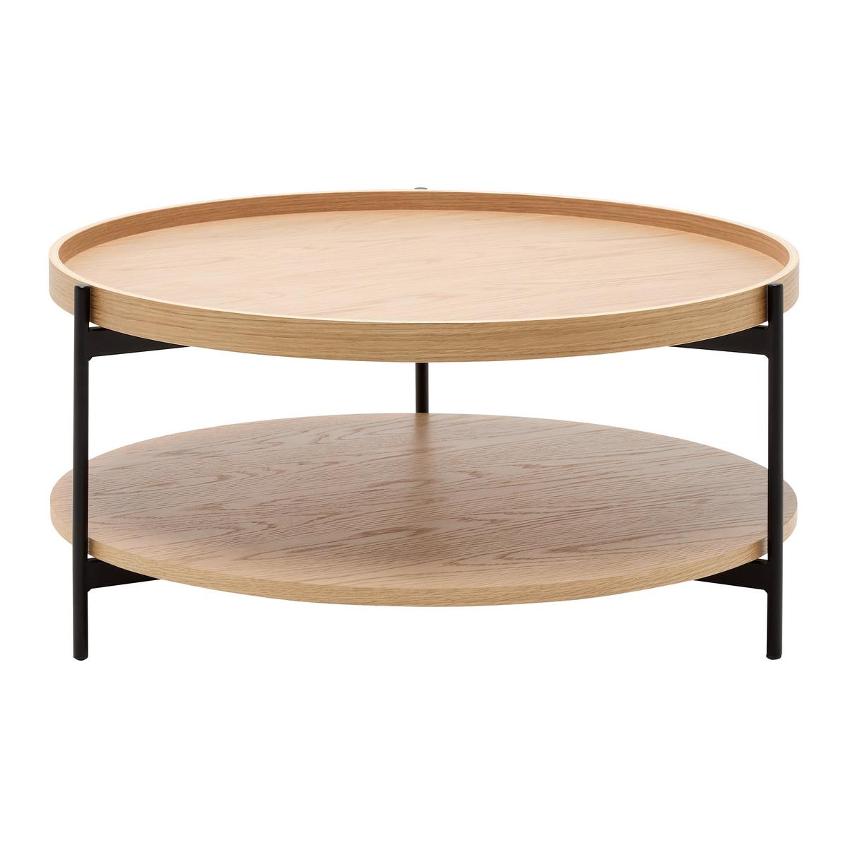 Dohányzóasztal Kerek Plate - natúr színű/fekete, Modern, faalapú anyag/fém (80/40/80cm) - Mömax