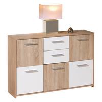 Kommode Elvezia Weiß/Eiche - Weiß/Sonoma Eiche, Basics, Holzwerkstoff/Kunststoff (115/77/30cm) - MID.YOU