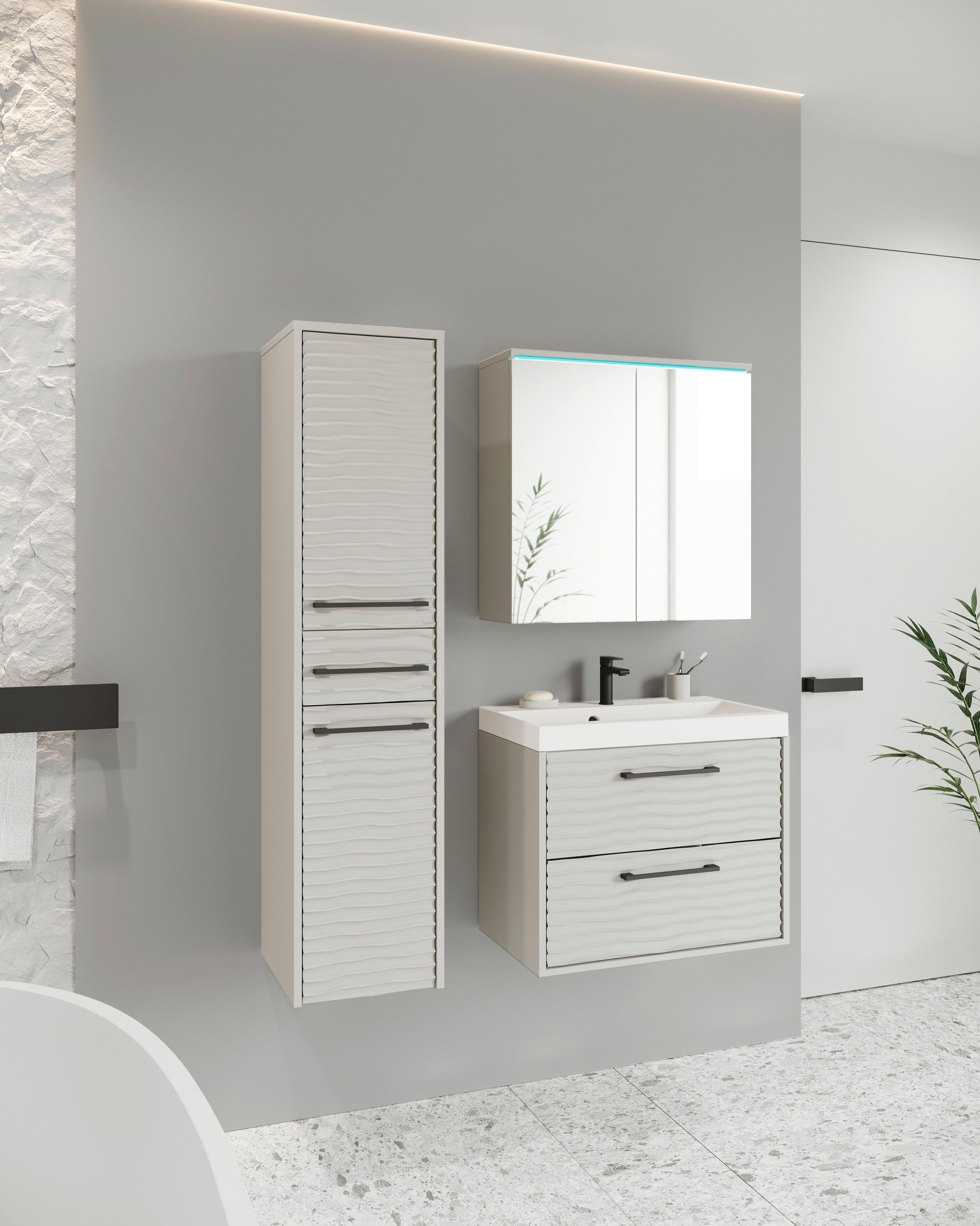 Kopalnica Toronto, Bež, Osvetlitev, 4-Delna - črna/kašmir, Trendi, kovina/leseni material (90/130/35cm) - P & B