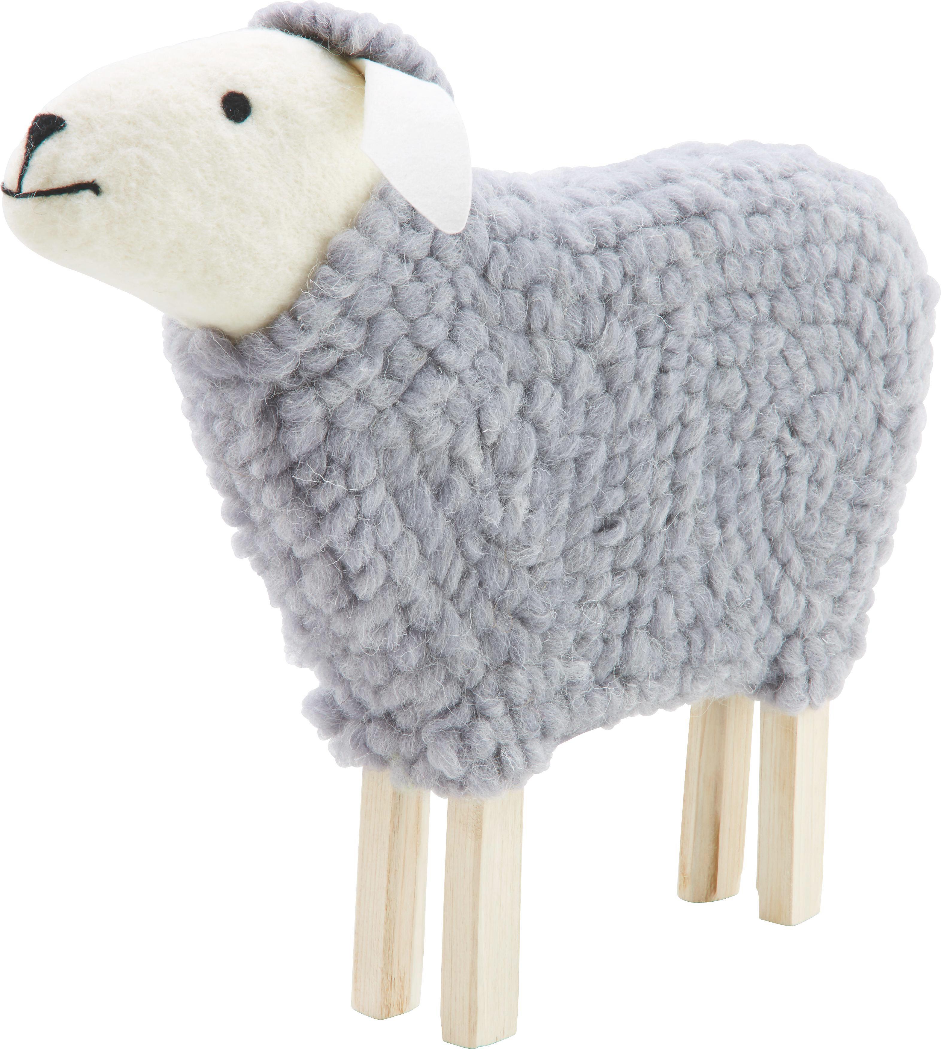 Dekoschaf in Grau 'Lisi' - Grau, KONVENTIONELL, Holz/Textil (52,5/42cm) - Bessagi Home