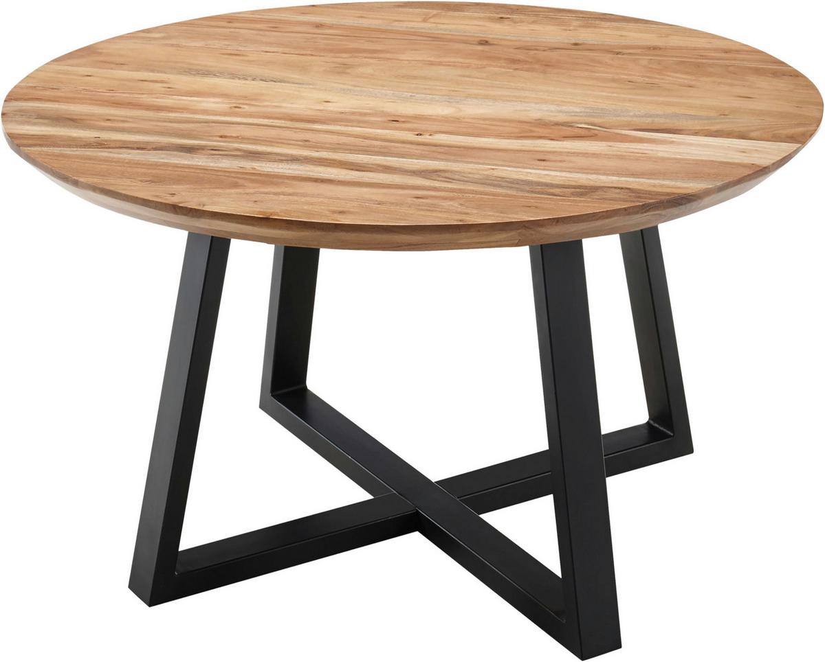 Dohányzóasztal Kerek Safaga - natúr színű/fekete, Natur, fa/fém (70/70/45cm) - Zandiara