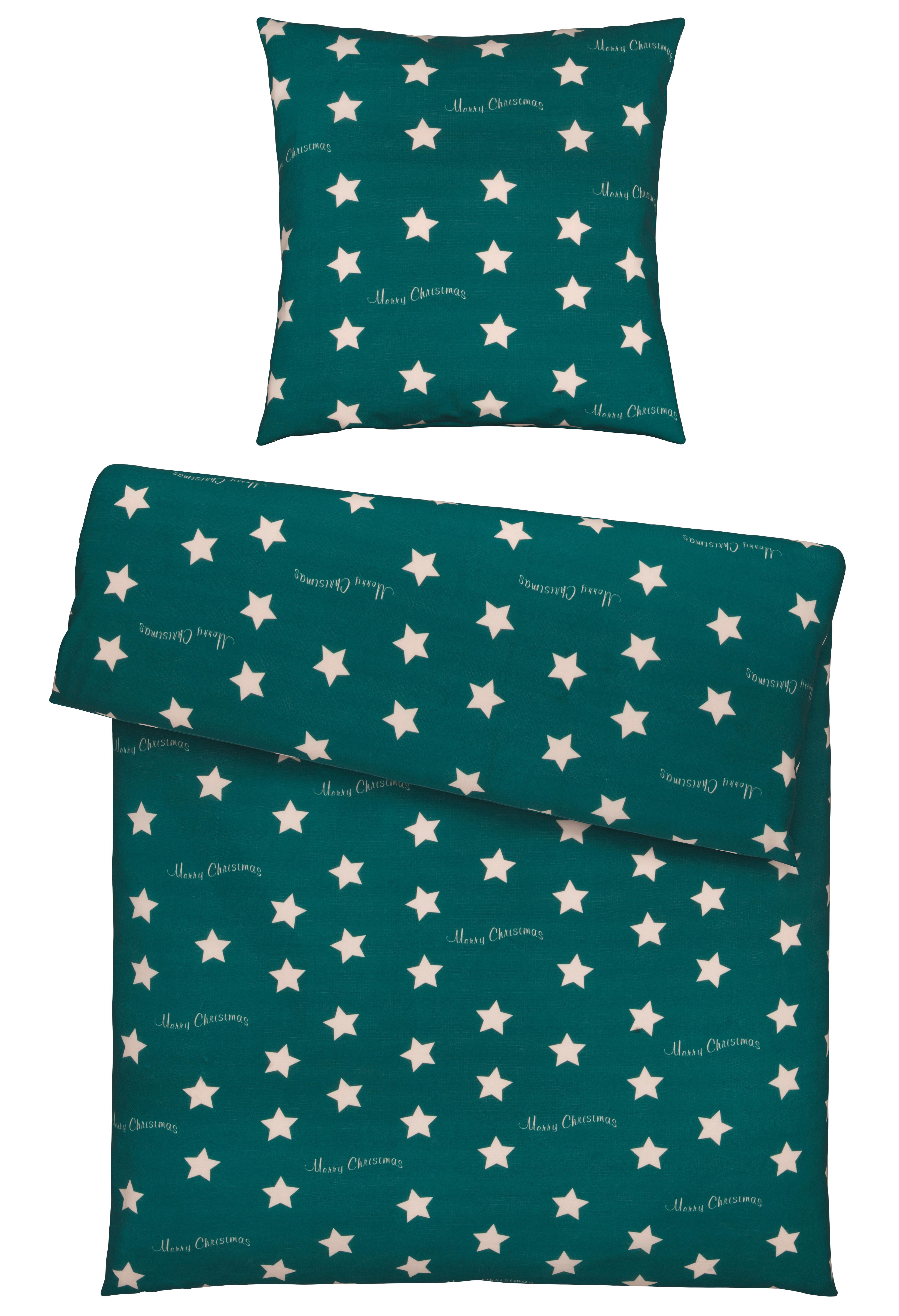 Bettwäsche Stars in Grün ca. 135x200cm - Grün, KONVENTIONELL, Textil (135/200cm) - Modern Living