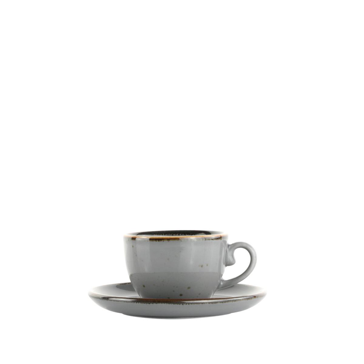 Espressotasse mit Untertasse Capri Grau - Grau, MODERN, Keramik - Mömax