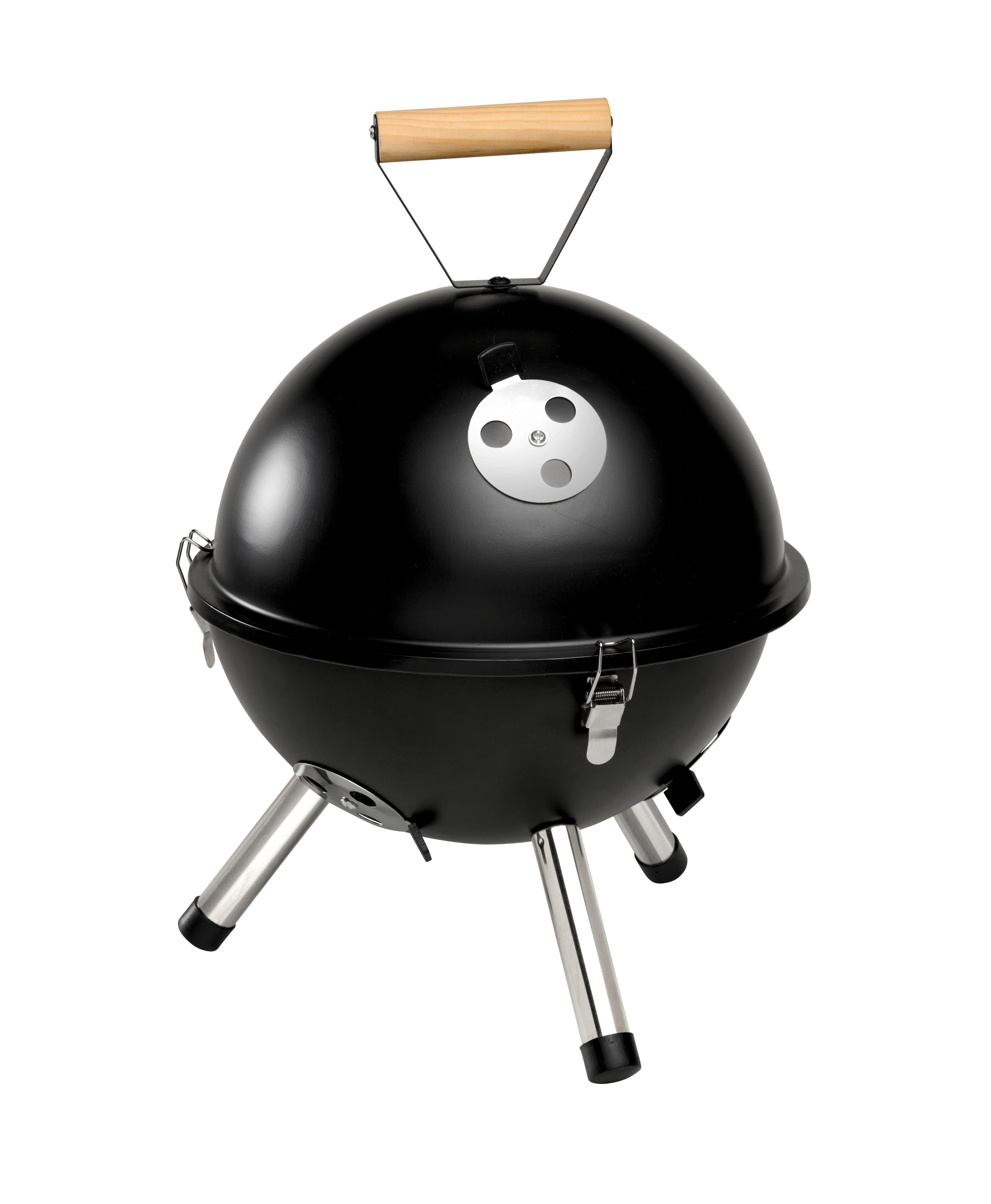 Kugelgrill Mini-Me Schwarz - Schwarz, KONVENTIONELL, Holz/Kunststoff (32/44/32cm) - Mömax