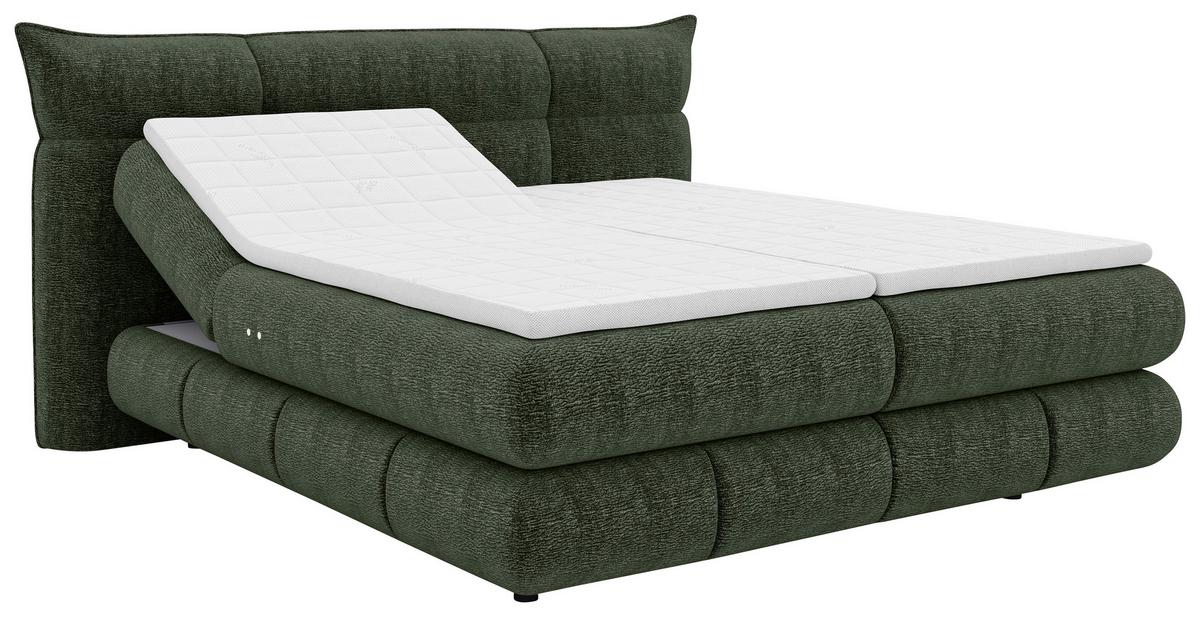 Boxspringbett Auris Grün ca. 180x200cm - Schwarz/Grün, KONVENTIONELL, Kunststoff/Textil (180/200cm) - Sembella
