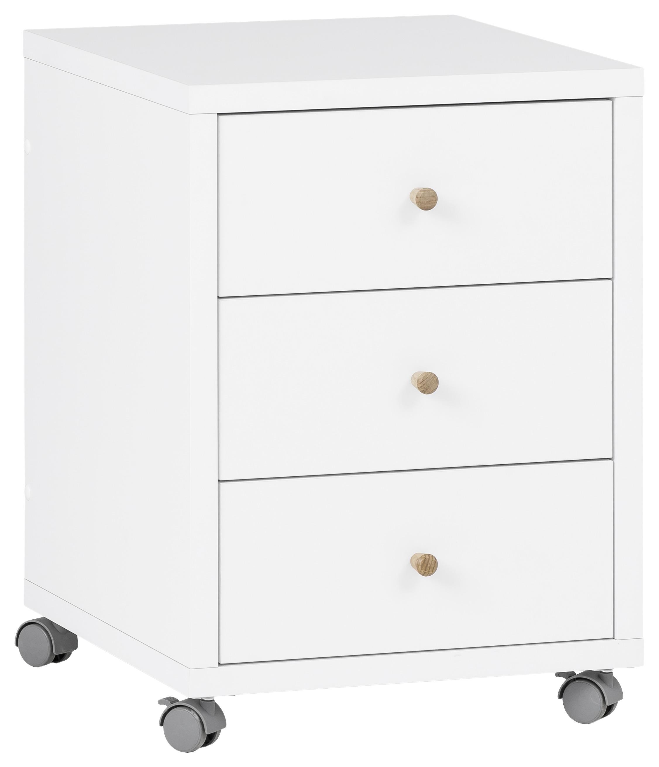 Rollcontainer "Jonte" , weiß - Eichefarben/Weiß, KONVENTIONELL, Holz/Holzwerkstoff (42/58,8/44,1cm) - MID.YOU