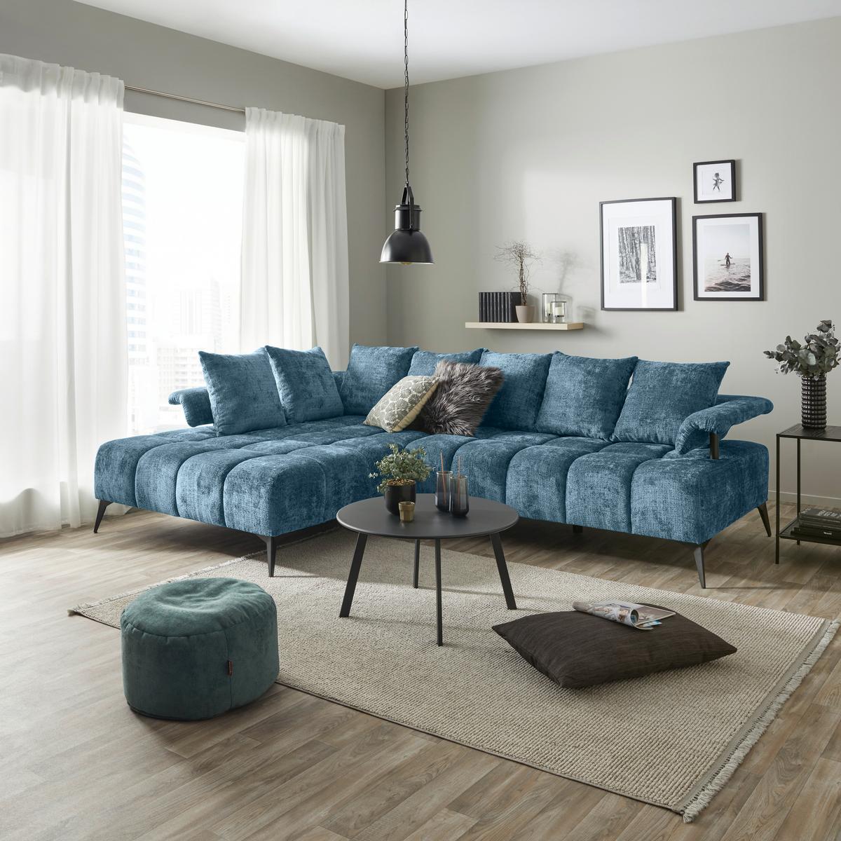 Kutna Garnitura Vanessa New - plava/crna, Moderno, tekstil/metal (200/297cm) - Modern Living