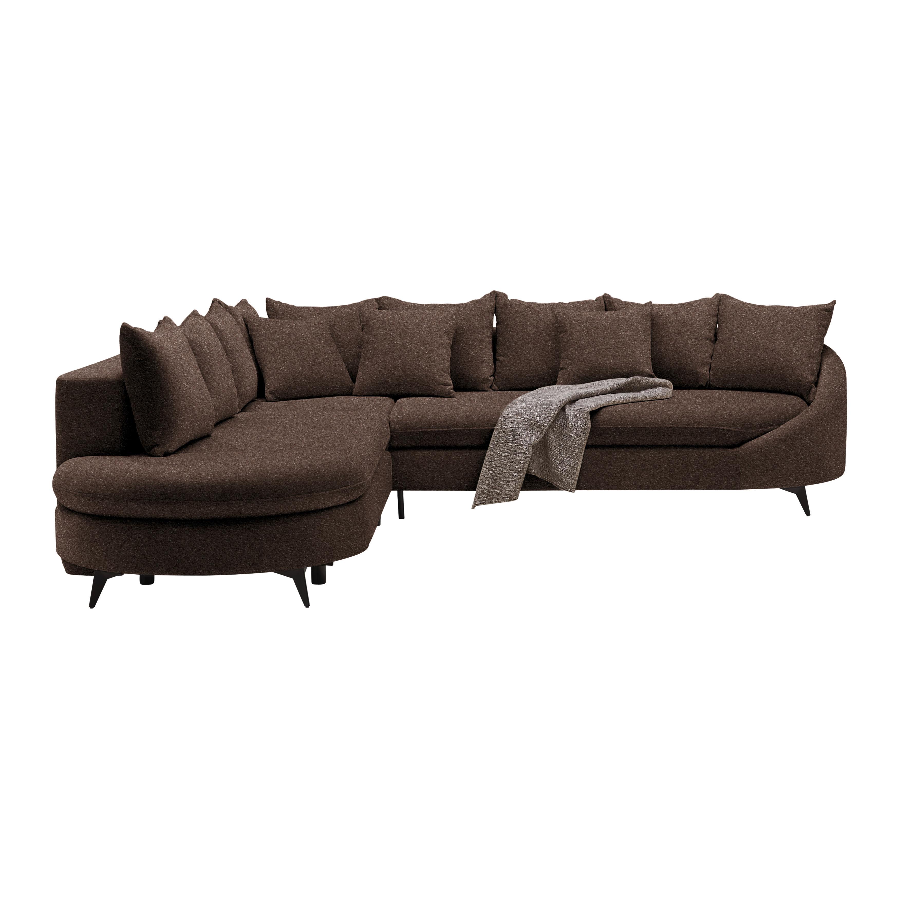 Ecksofa Axel Braun - Schwarz/Braun, MODERN, Textil/Metall (291/250cm) - Mömax