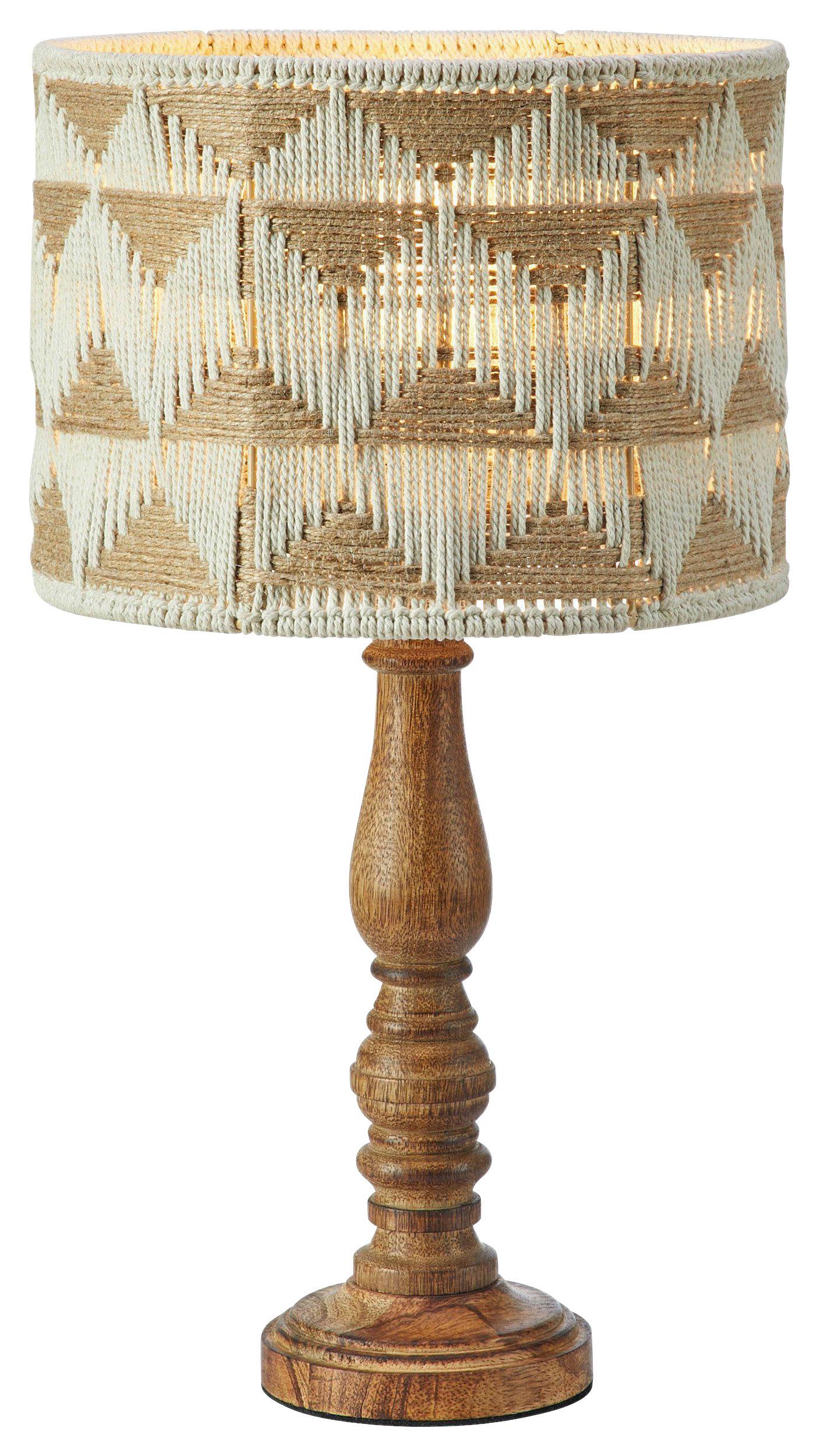 Tischleuchte Ano Table Weiß/Beige max. 40 Watt - Beige/Multicolor, Basics, Holz/Textil (25/25/45cm) - Markslöjd