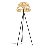 Stehleuchte 390155_montezuelo - Schwarz/Naturfarben, Natur, Holz/Metall (50/149cm) - Eglo