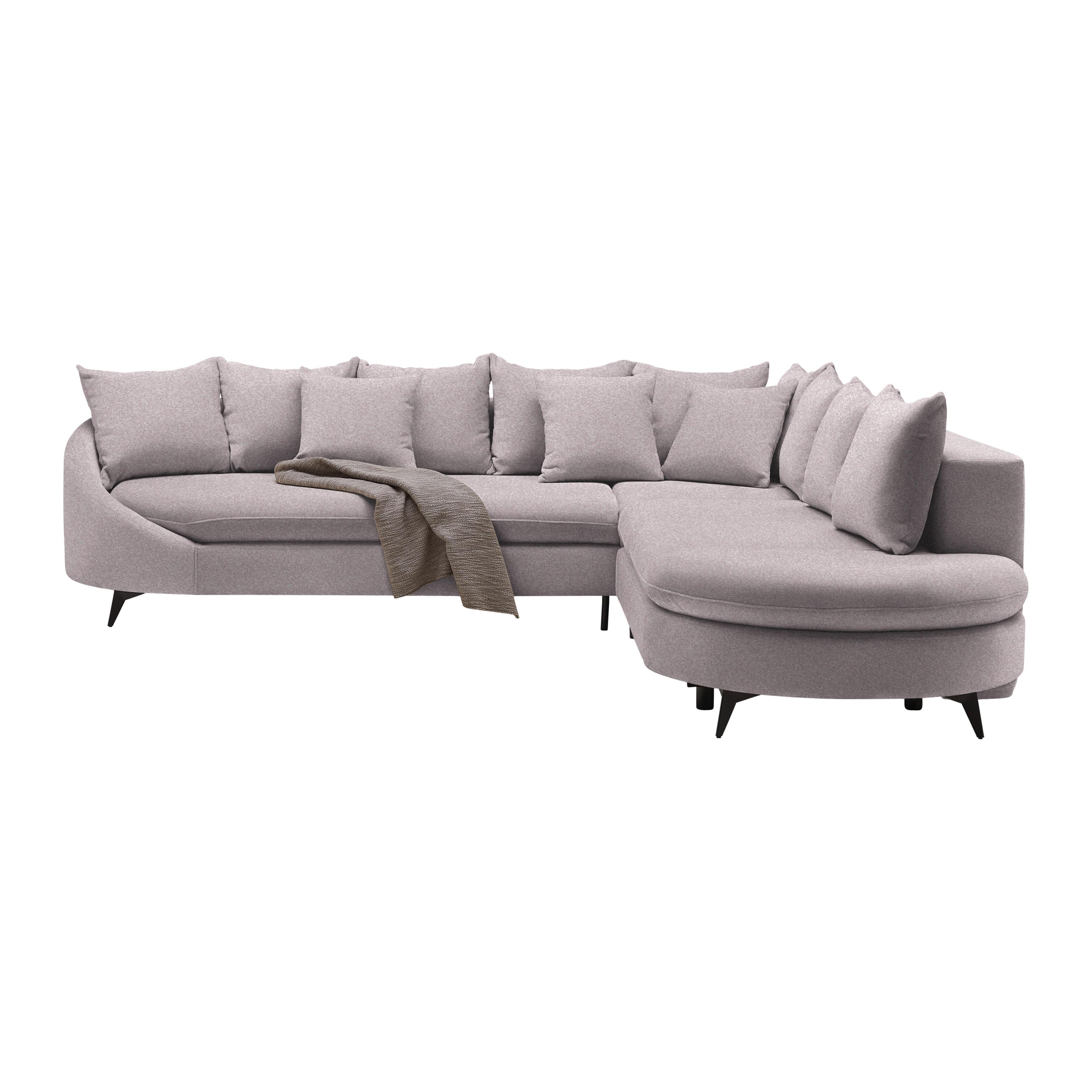 Ecksofa Axel Flieder - Flieder/Schwarz, MODERN, Textil/Metall (291/87/250cm) - Mömax