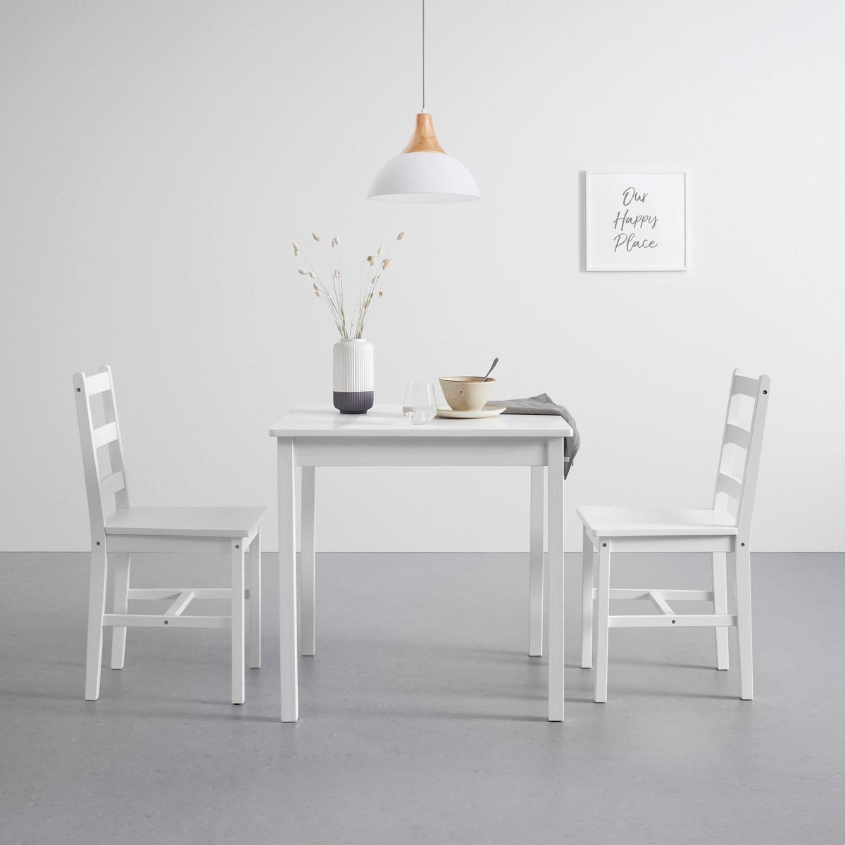 Sitzgruppe Holz Matias Weiß, Kiefer - Weiß, MODERN, Holz (75/75/73cm) - Bessagi Home