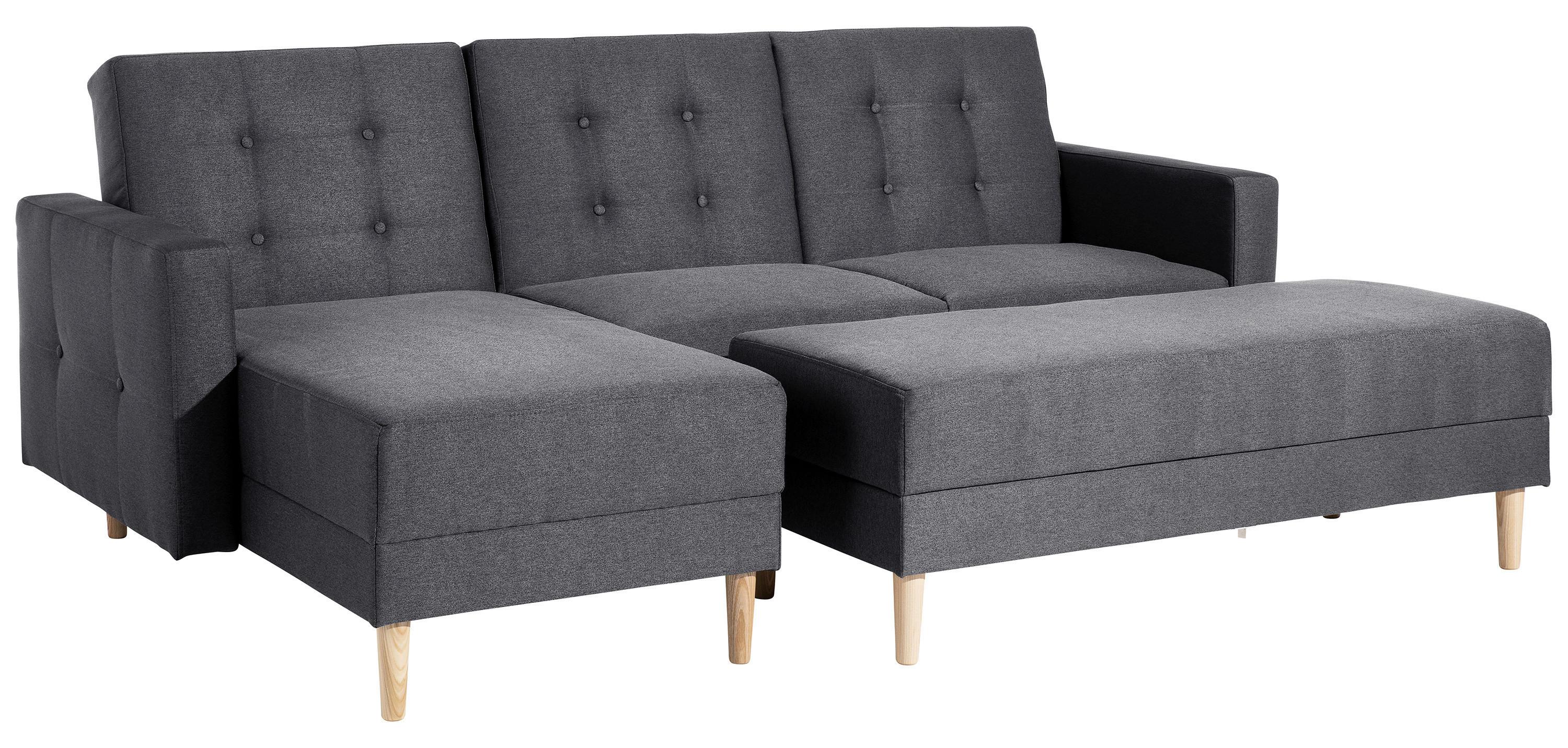ECKSCHLAFSOFA EASY RELAX - Eschefarben/Graphitfarben, MODERN, Holz/Textil (223/152cm) - Max Winzer