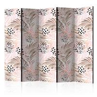 Paravan Pink Palm Leaves I, 5-Delni, Dvostranski - pink/bela, Basics, tekstil/les (225/172/3cm) - artgeist