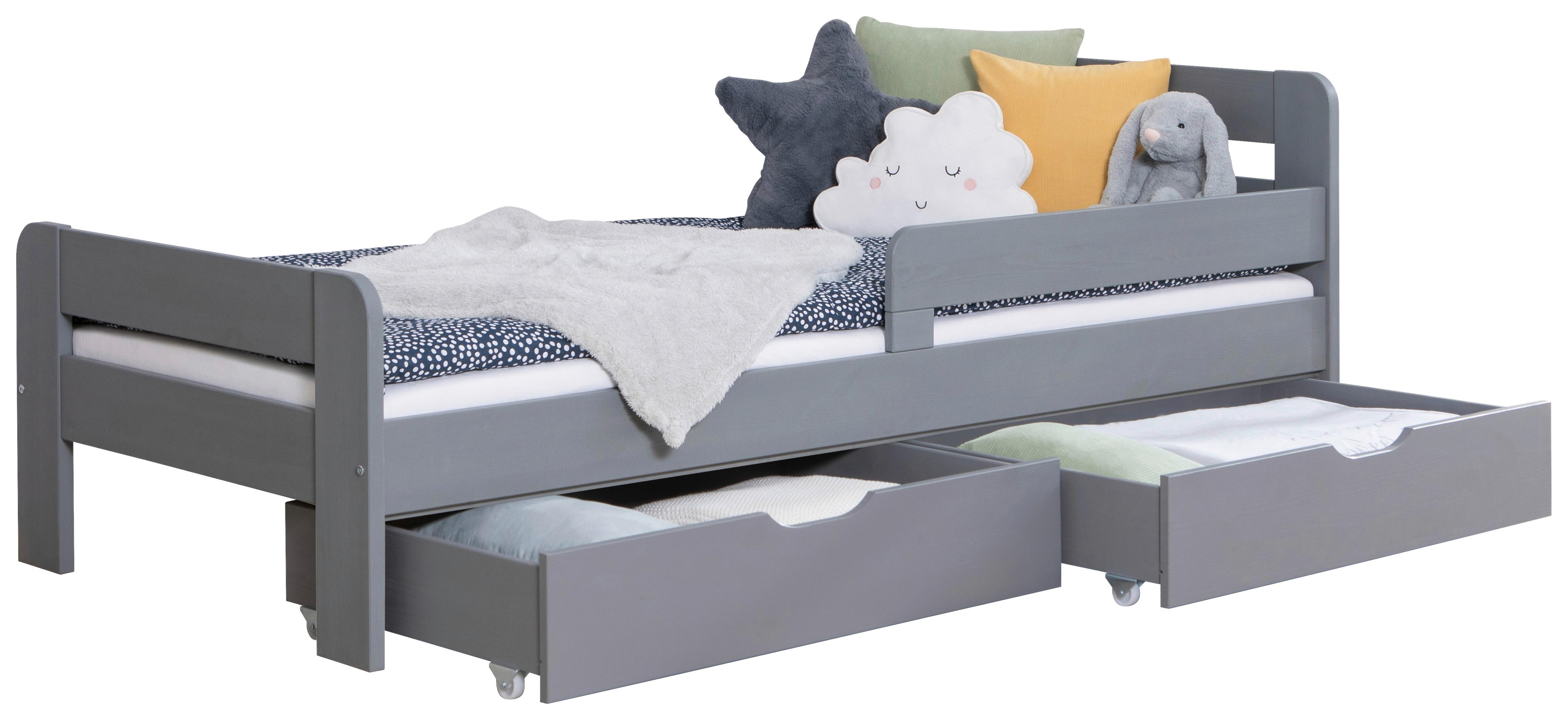 Bett Bennet mit Schubkasten ca. 120x200 cm Hellgrau - Hellgrau, MODERN, Holz (120/200cm) - MID.YOU