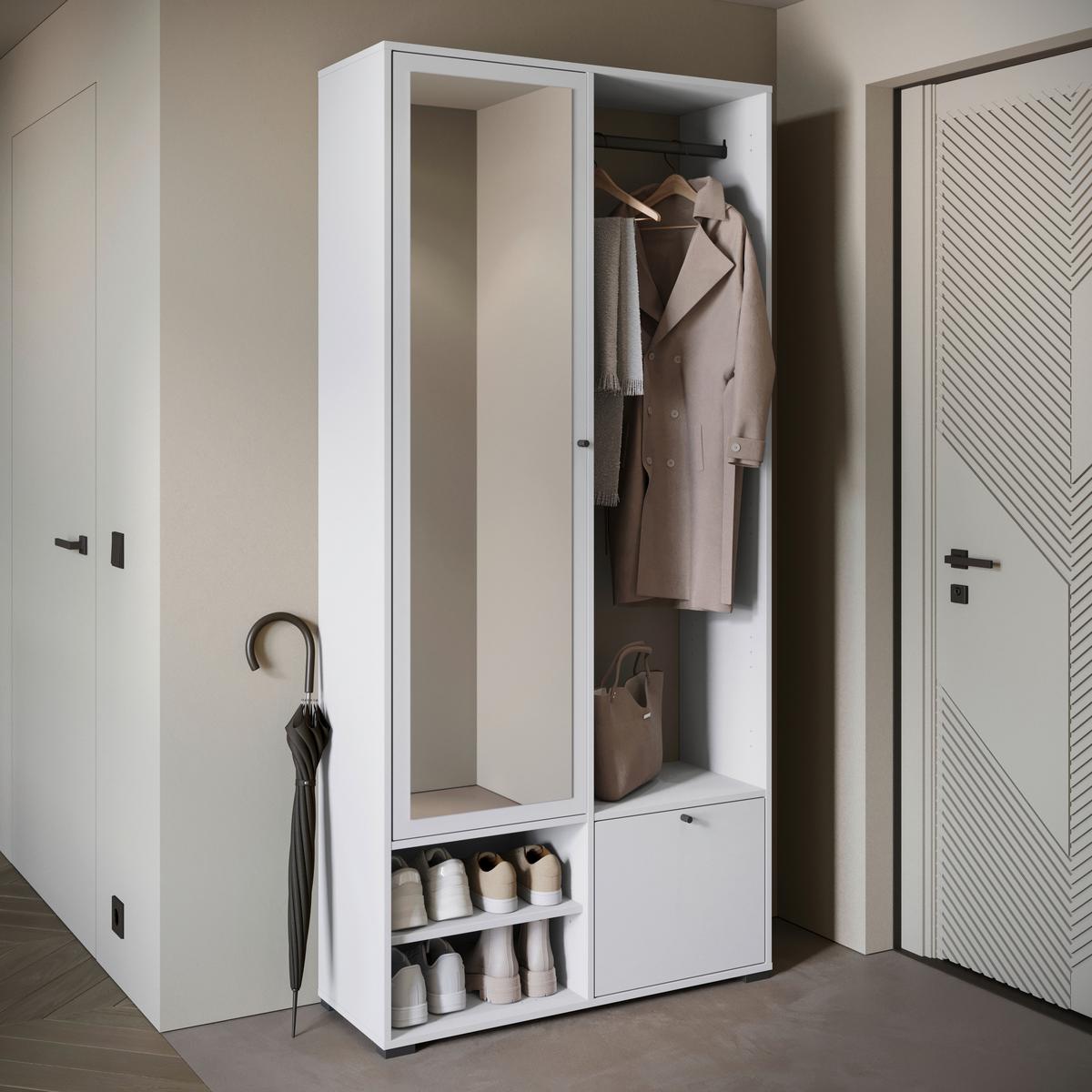 Garderobe Dino ca. 90x190 cm Weiß - Weiß, Trend, Holzwerkstoff (90/190/33cm) - MID.YOU