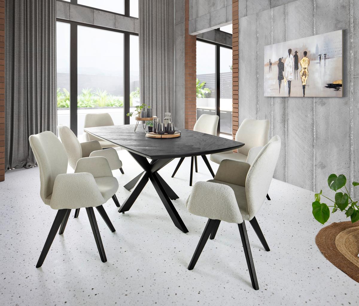 Esstisch Pueblo in Anthrazit/Schwarz - Anthrazit/Schwarz, Modern, Holz/Holzwerkstoff (180/76/90cm) - Premium Living