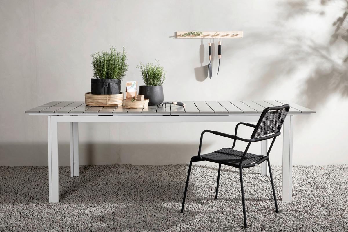 GARTENTISCH LEVELS - Weiß/Grau, KONVENTIONELL, Metall (229/100/75cm) - Gardenson