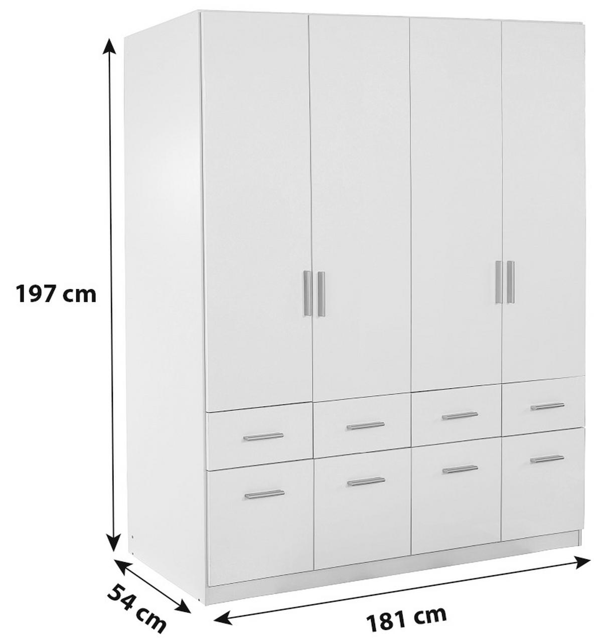 Dulap de haine Celle - alb/alb lucios intens, Modern, lemn (181/197/54cm)