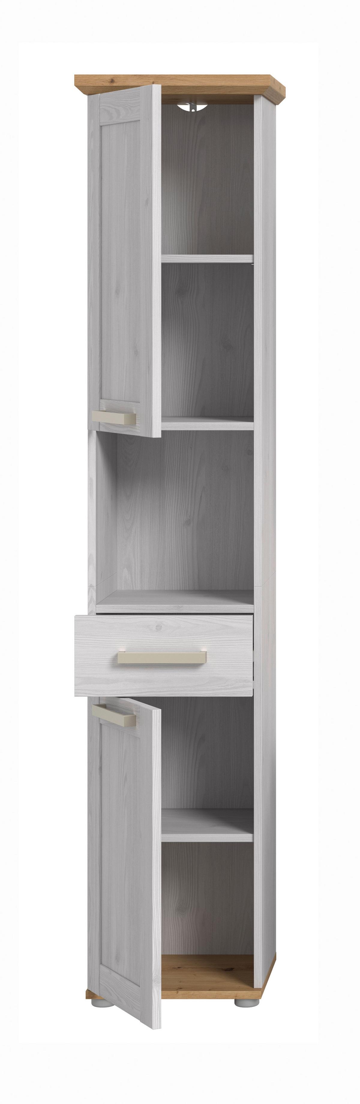 Hochschrank Verona Lärchenfarben/Eiche Artisan - Silberfarben/Lärchefarben, Trend, Holzwerkstoff/Kunststoff (39/187/34cm) - MID.YOU