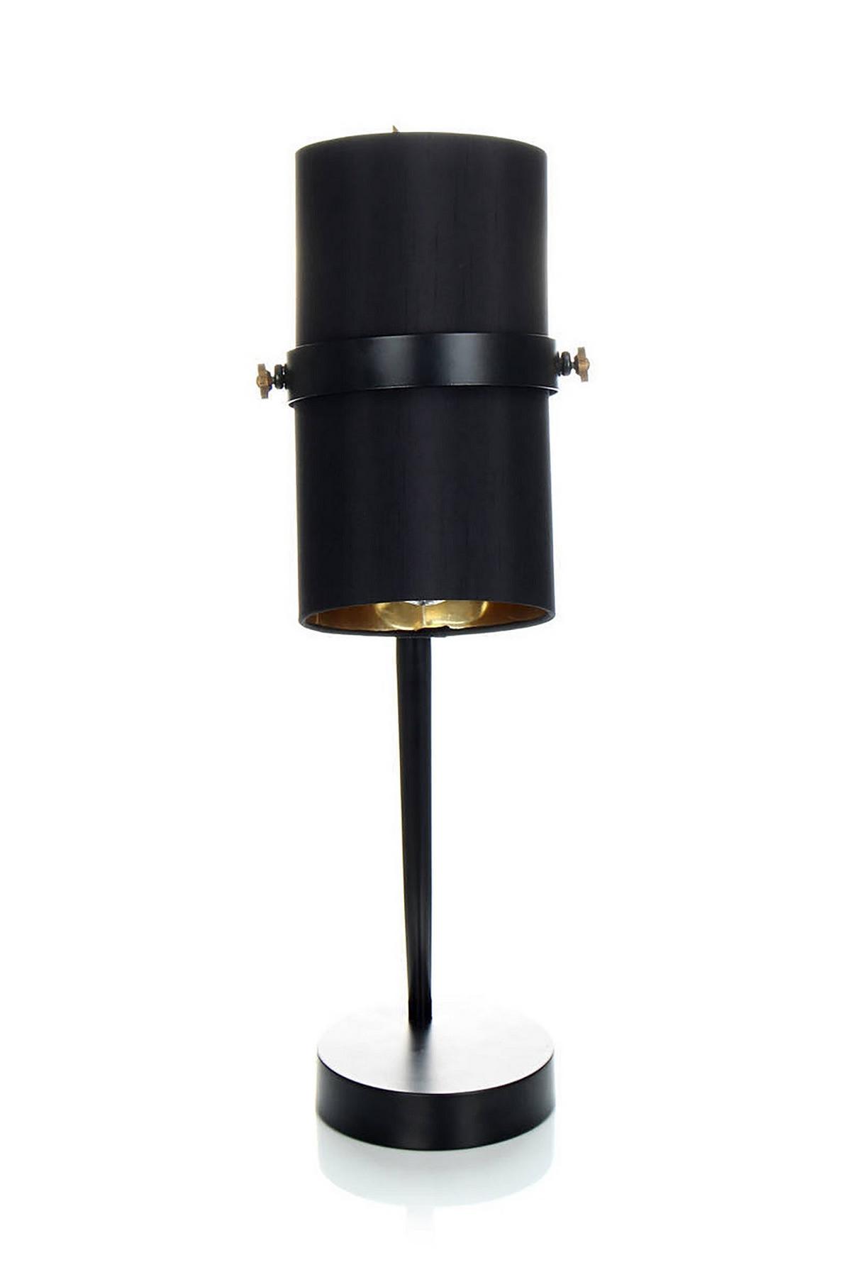 Tischleuchte Tischlampe Novum 110 - Schwarz, Trend, Textil/Metall (25/29/69cm) - Kayoom