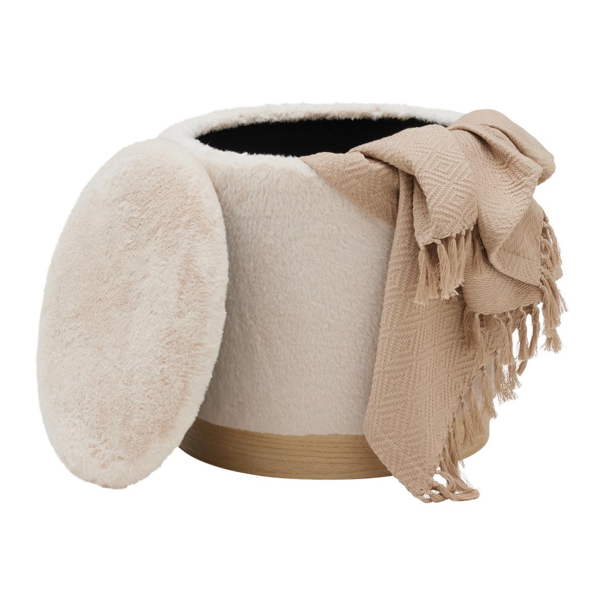Hocker Pelo mit Stauraum Taupe Kunstfell - Taupe, ROMANTIK / LANDHAUS, Papier/Holzwerkstoff (39/40/39cm) - Premium Living