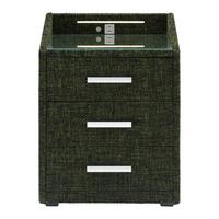 Nachtkästchen Moon Grün mit USB- und Typ C-Anschluss - Silberfarben/Schwarz, KONVENTIONELL, Holzwerkstoff/Kunststoff (47/61/46cm) - Premium Living