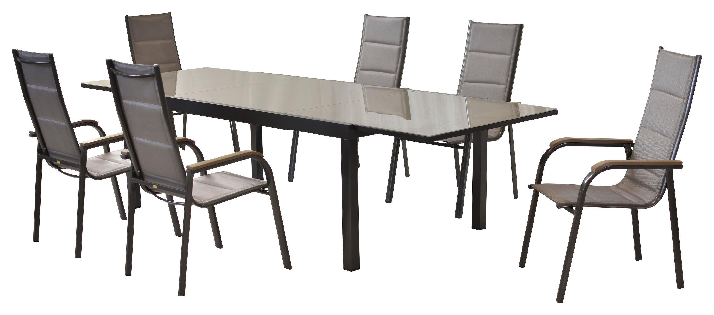 GARTENSET TRIVERO - Graphitfarben/Braun, MODERN, Textil/Metall - Gardenson