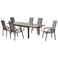 GARTENSET TRIVERO - Graphitfarben/Braun, MODERN, Textil/Metall - Gardenson