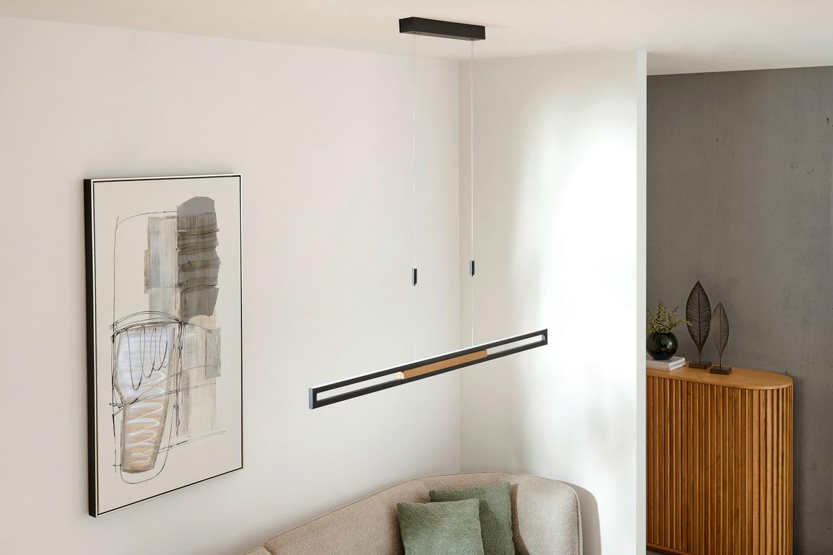 LAMPA WISZĄCA LED RAPHAELO - czarny, Basics, metal/drewno (127,8cm) - Dieter Knoll