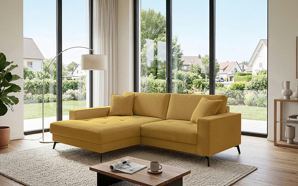 Kutna Garnitura Ted - boje senfa/crna, Trend, tekstil/metal (174/228cm) - Modern Living