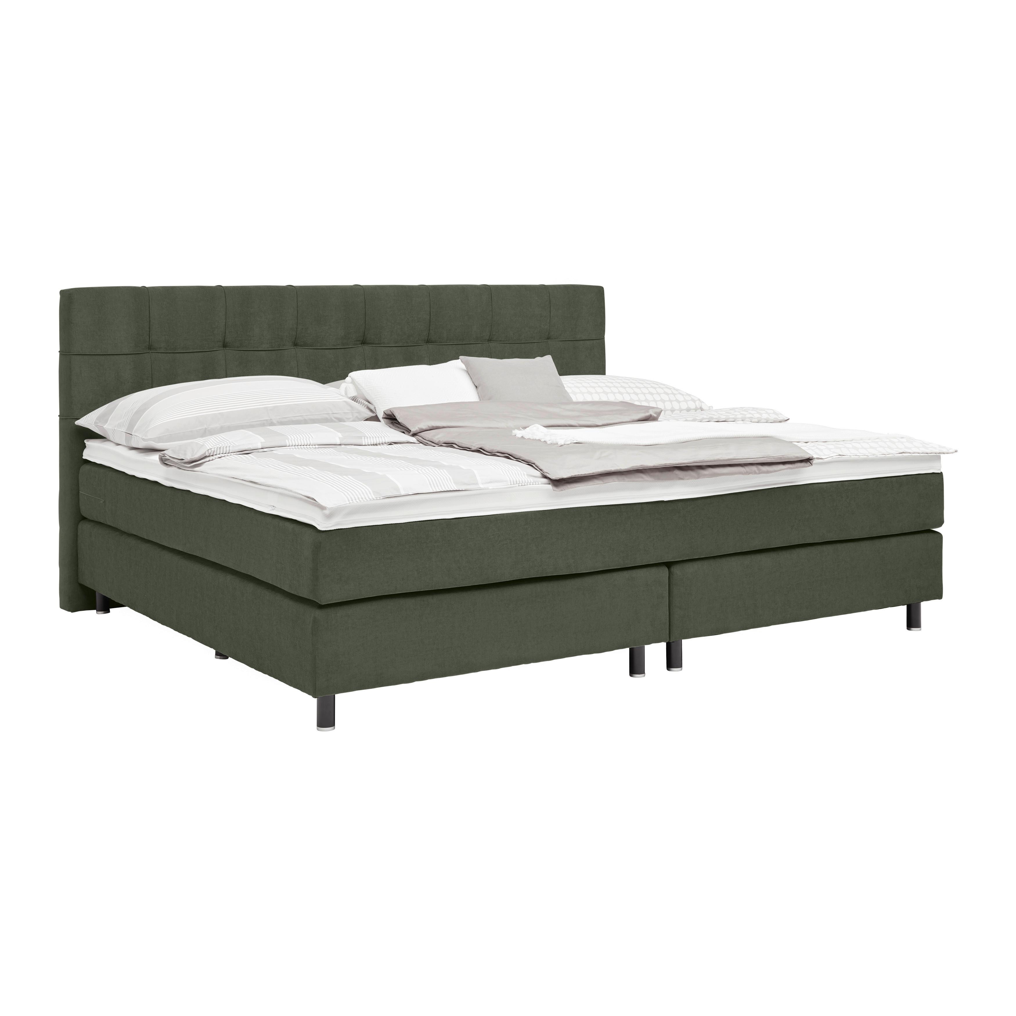 Boxspringbett Primo Dunkelgrün ca. 220x200cm - Dunkelgrün, KONVENTIONELL, Holz/Holzwerkstoff (220/200cm) - Premium Living