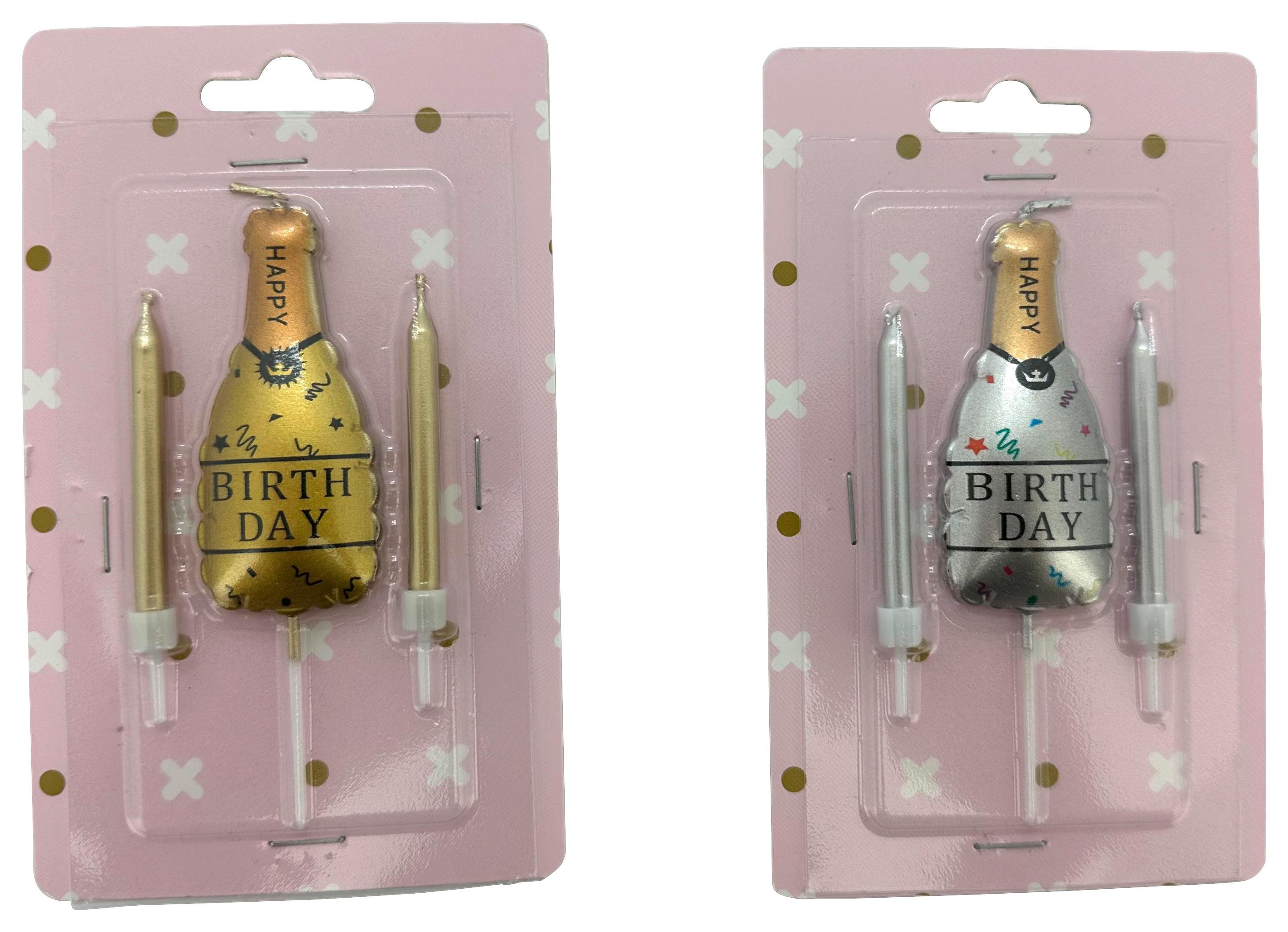 Stabkerzenset Happy New Year diverse Farben - Silberfarben/Goldfarben, KONVENTIONELL (0,05/0,05/0,6cm) - Mömax