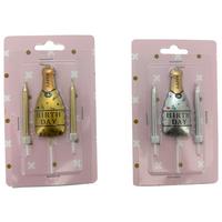 Stabkerzenset Happy New Year diverse Farben - Silberfarben/Goldfarben, KONVENTIONELL (0,05/0,05/0,6cm) - Mömax